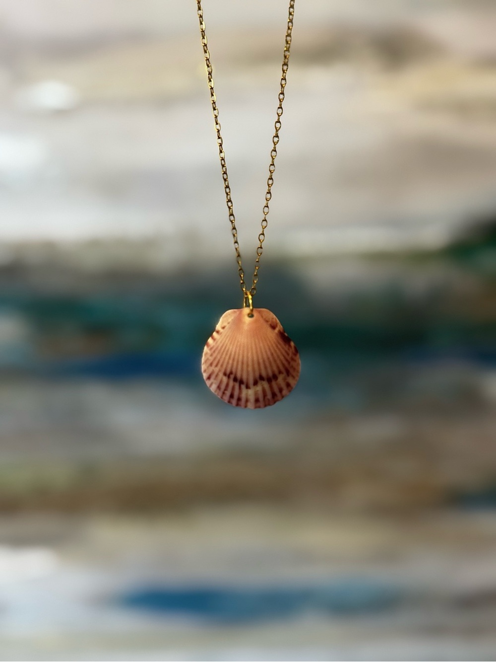 Natural Pink & Burgundy/Red Scallop Shell Necklace 🌊✨